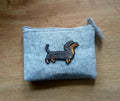 Cute Dachshund Wallet, Dog Coin Pouch With a Zipper, Felt Credit Card Holder, Gift For a Dog Lover