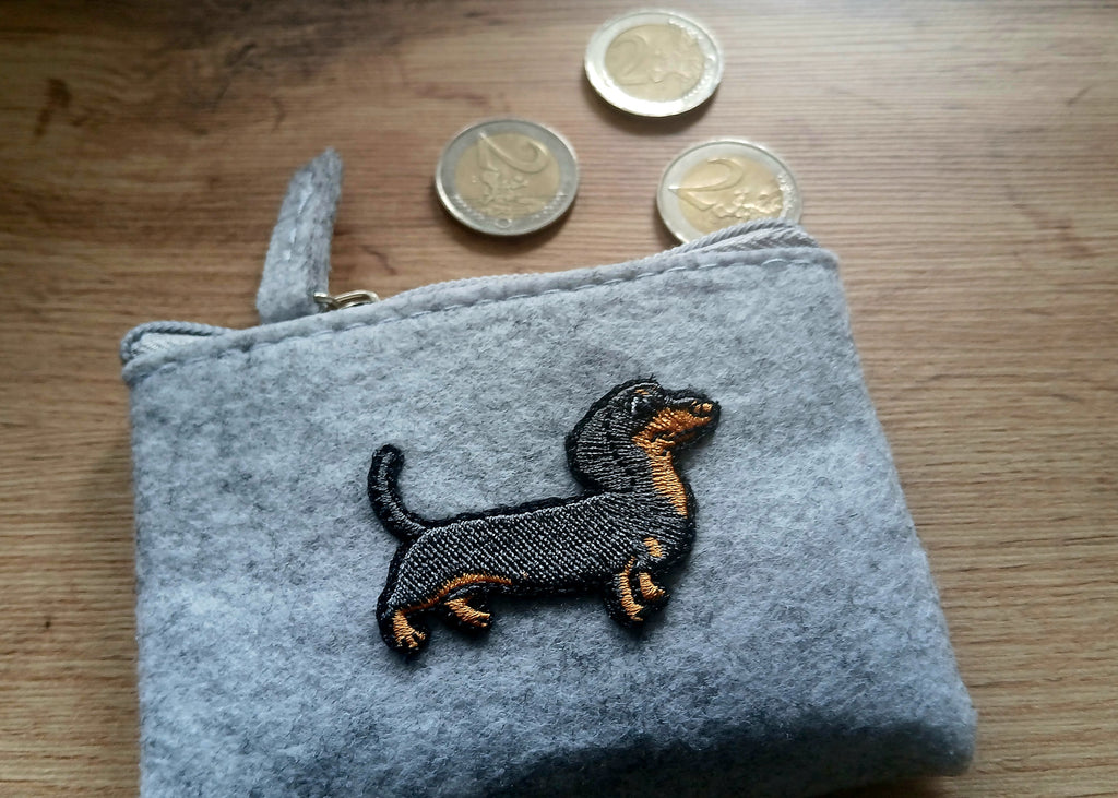 Schattige teckel portemonnee, hondenmuntenhouder met rits, vilten creditcardhouder, cadeau voor een hondenliefhebber