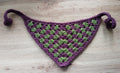 Purple & Green Dog Bandana, Handmade Puppy Neckwear, Crochet Pet Clothing, Size XS-XL