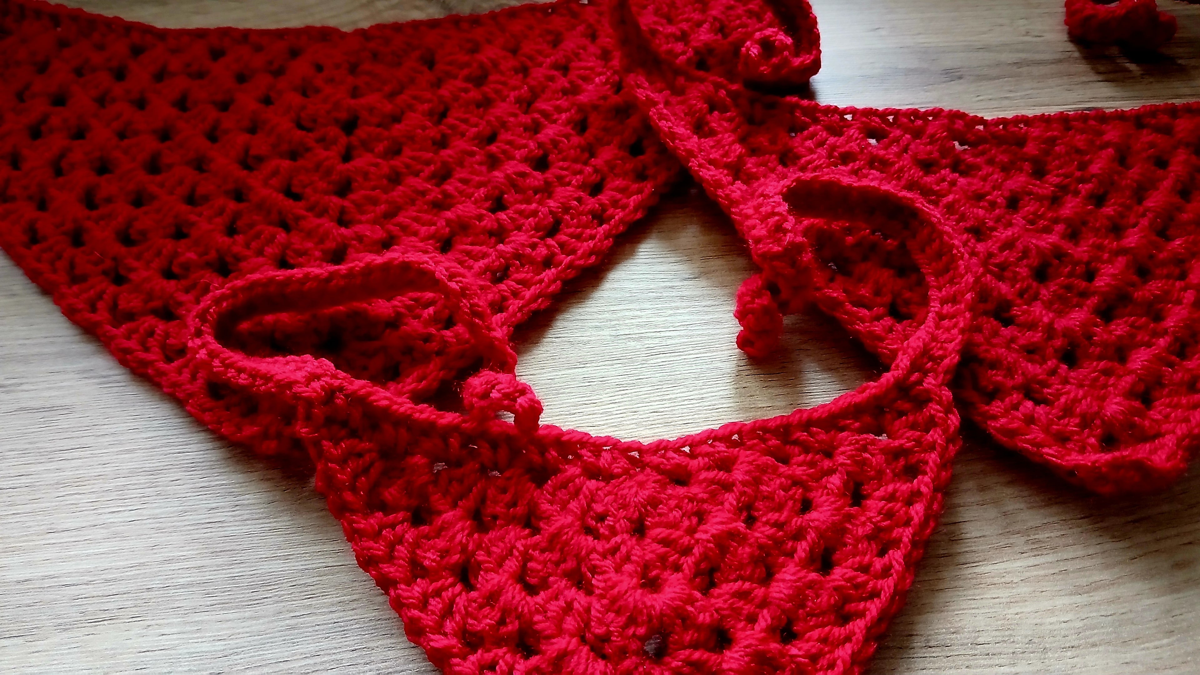 Rode hondenbandana, handgemaakte puppyhalsband, gehaakte kleding voor huisdieren, maat XS-L