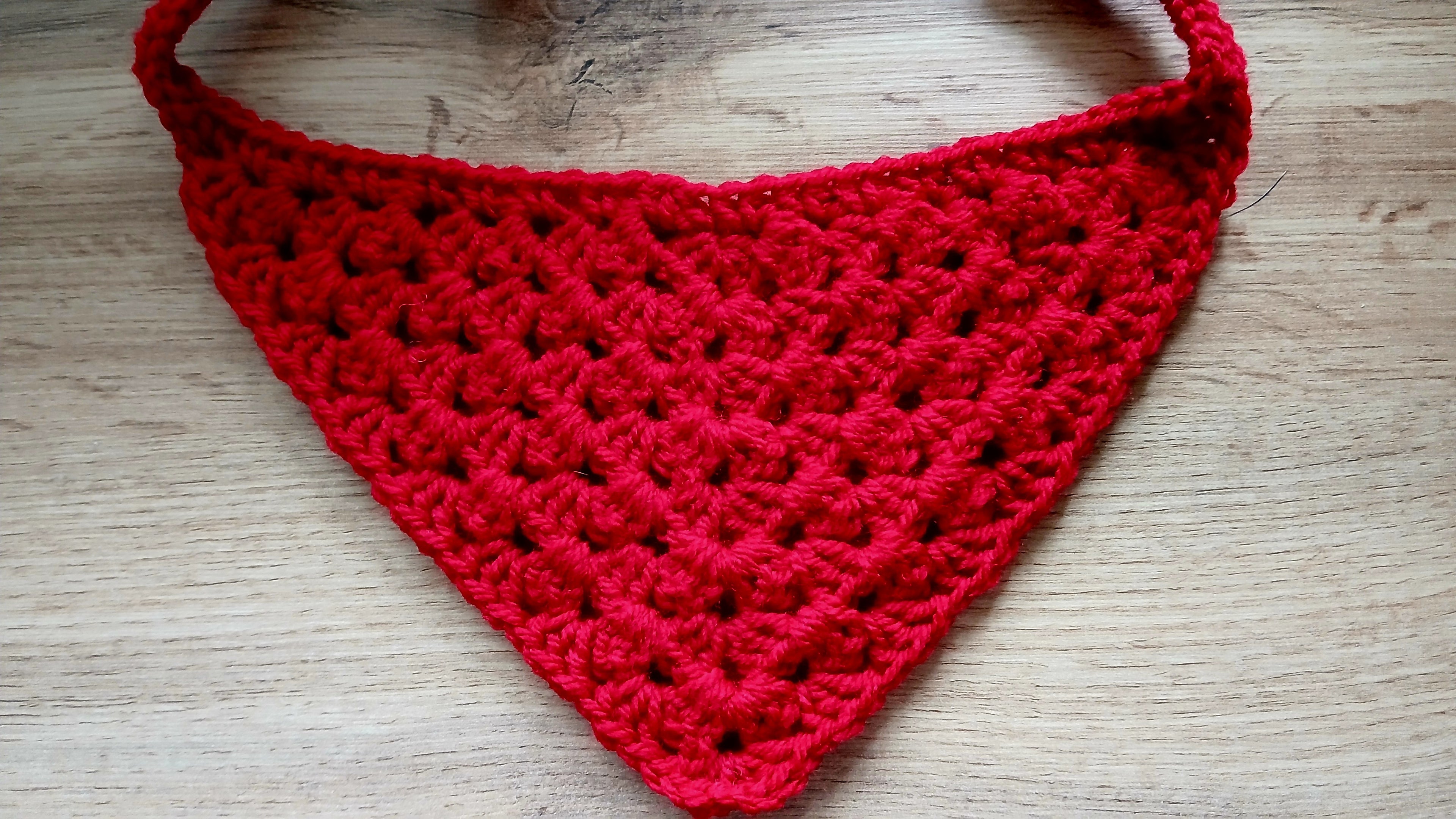 Rode hondenbandana, handgemaakte puppyhalsband, gehaakte kleding voor huisdieren, maat XS-L