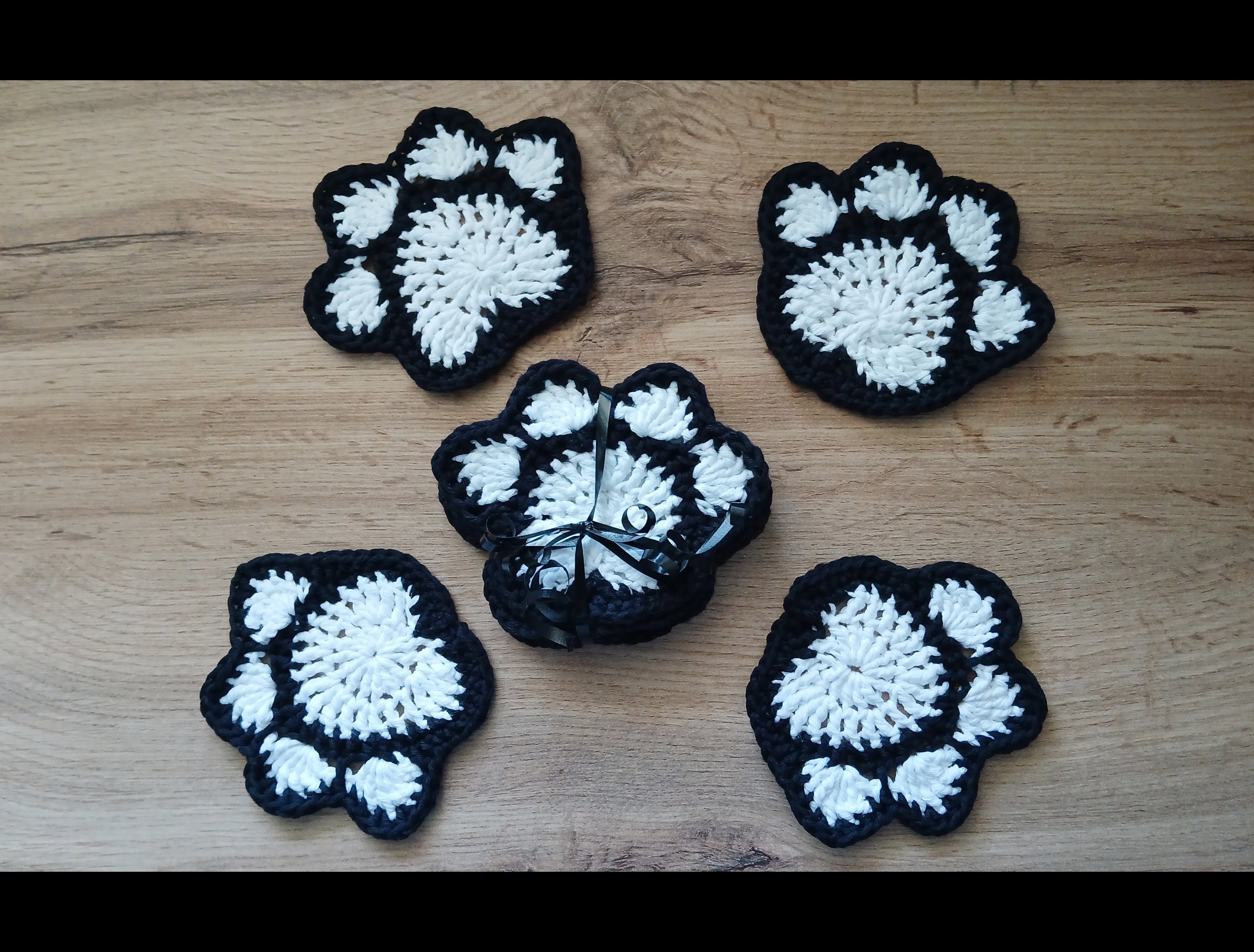 Black and white dog print coasters