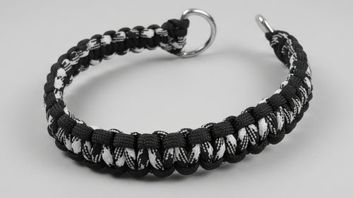 Black and white braided slip dog collar 