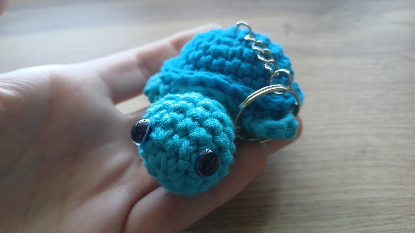 Turtle Keychain, Crochet Turtle Zipper Pendant, Handmade Turtle Keyring in Green, Blue and Purple