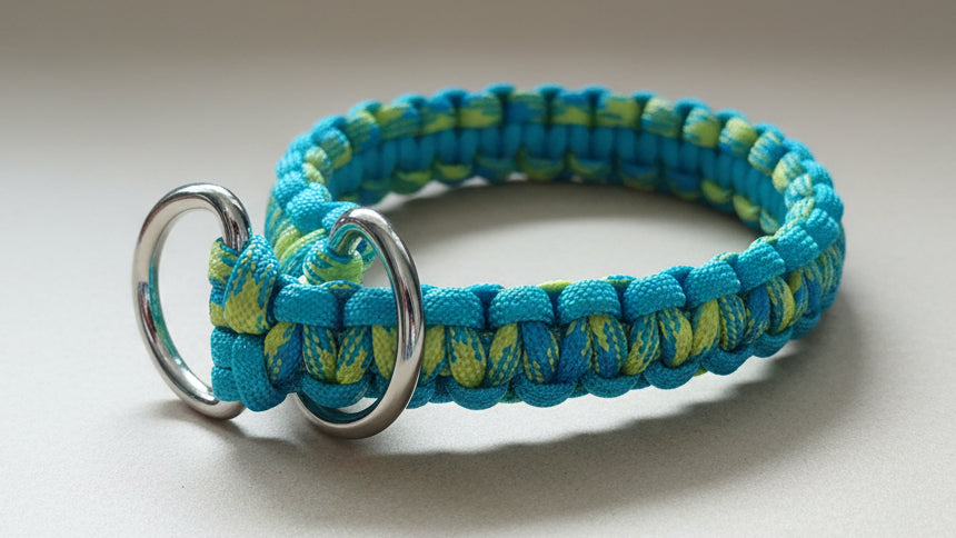 Paracord slip dog collar with metal d-ring