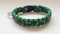 Green camouflage paracord dog collar 