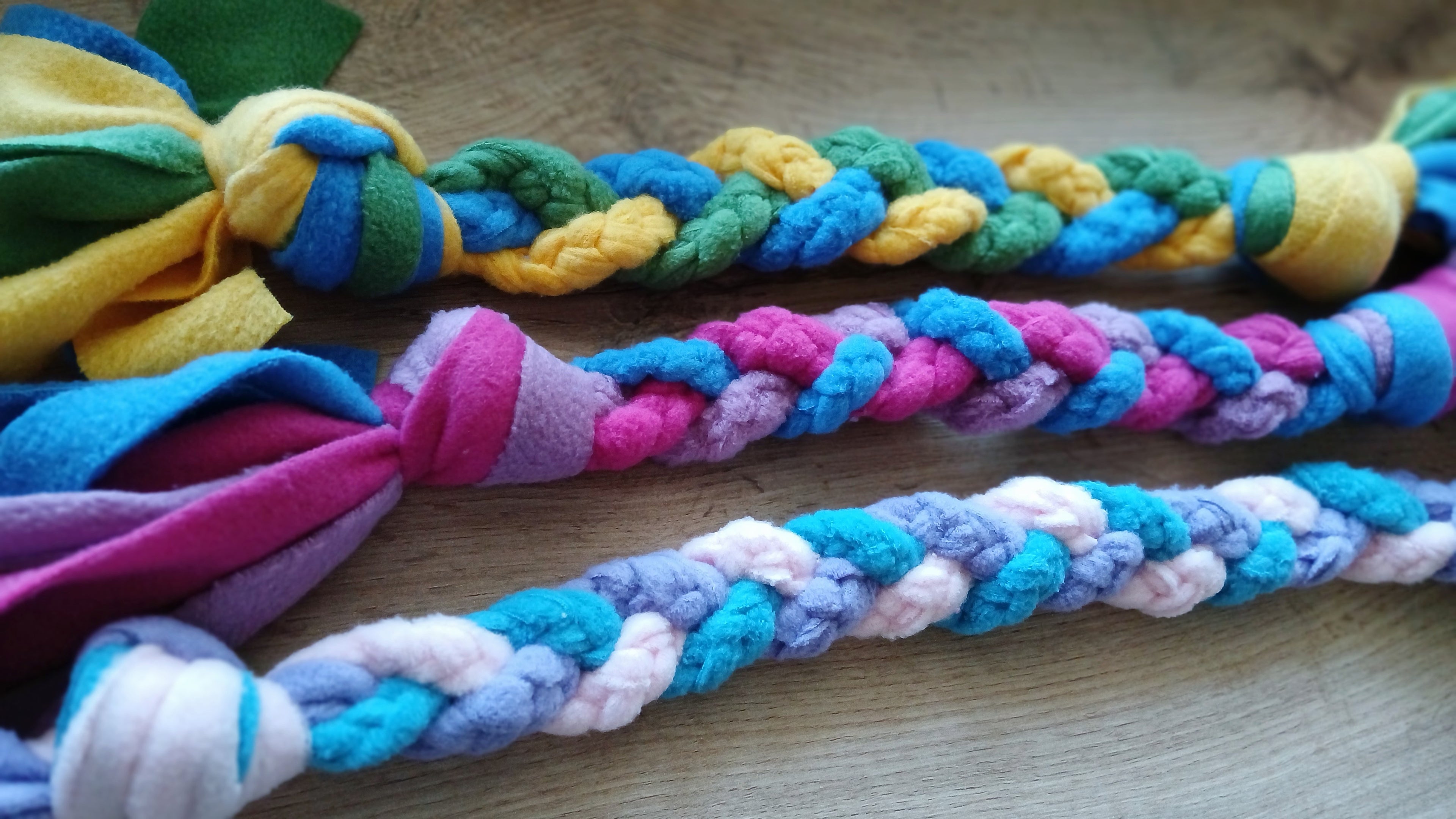 Colorful fleece dog toys