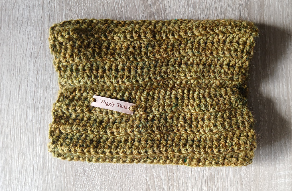 Flatlay of a khaki dog snood