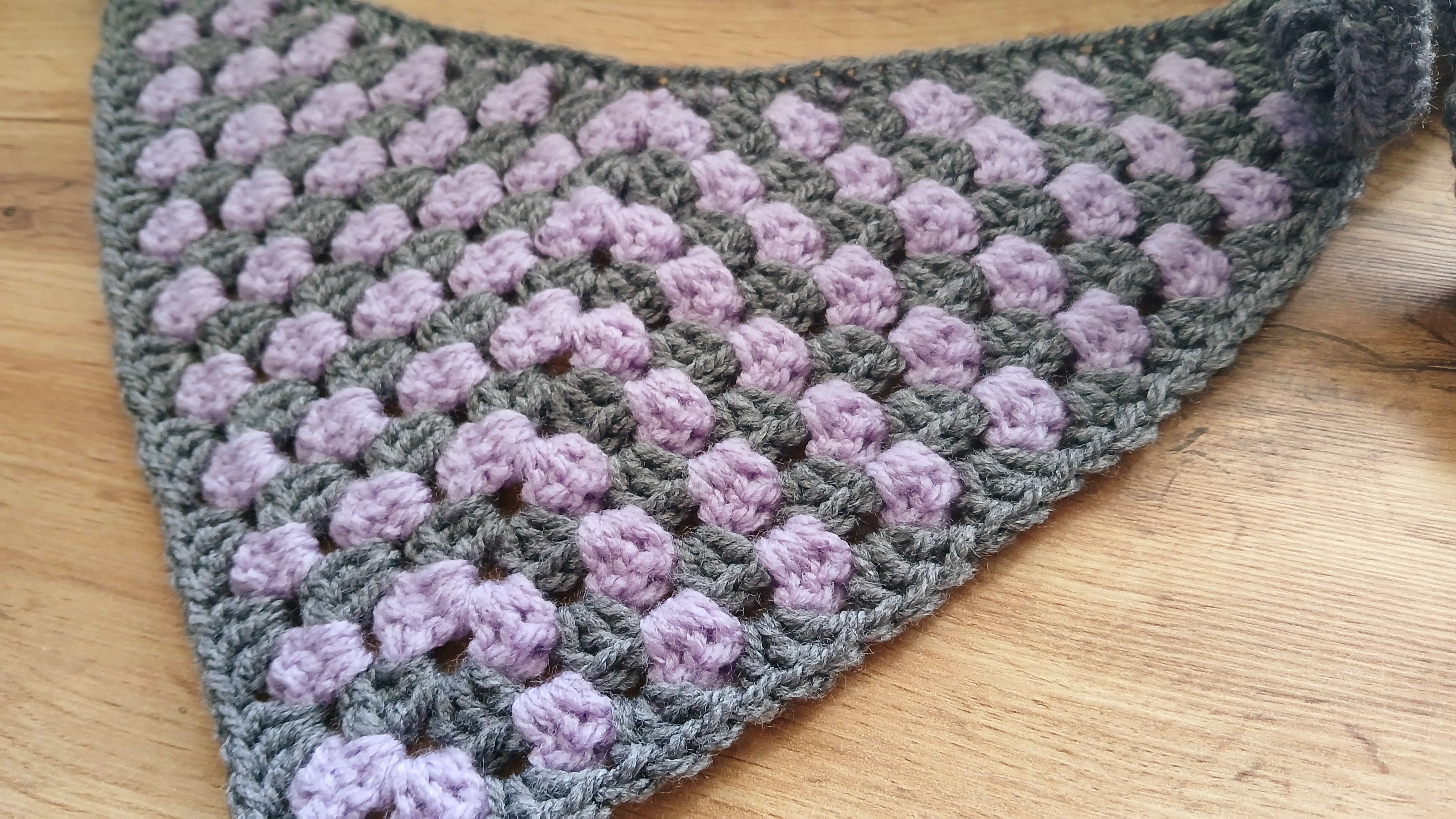 Lilac and gray colored bandana for a large dog