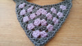 A closer look at lilac-grey crochet dog bandana