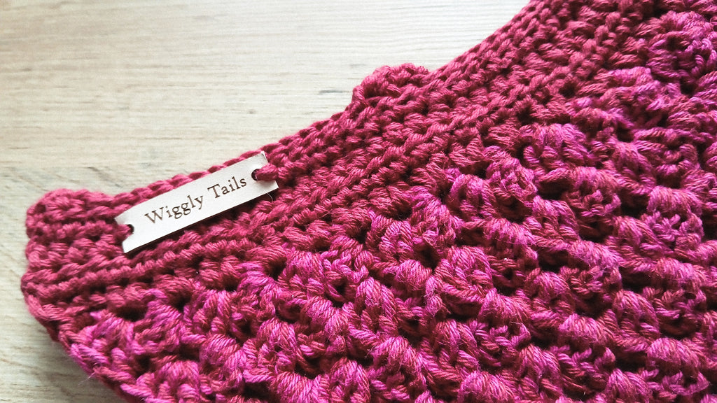 Large Raspberry Red Dog Bandana, Crochet Dog Scarf, Cotton Slip Over The Collar Bandana