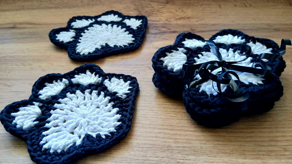 Set of cat print shaped coasters