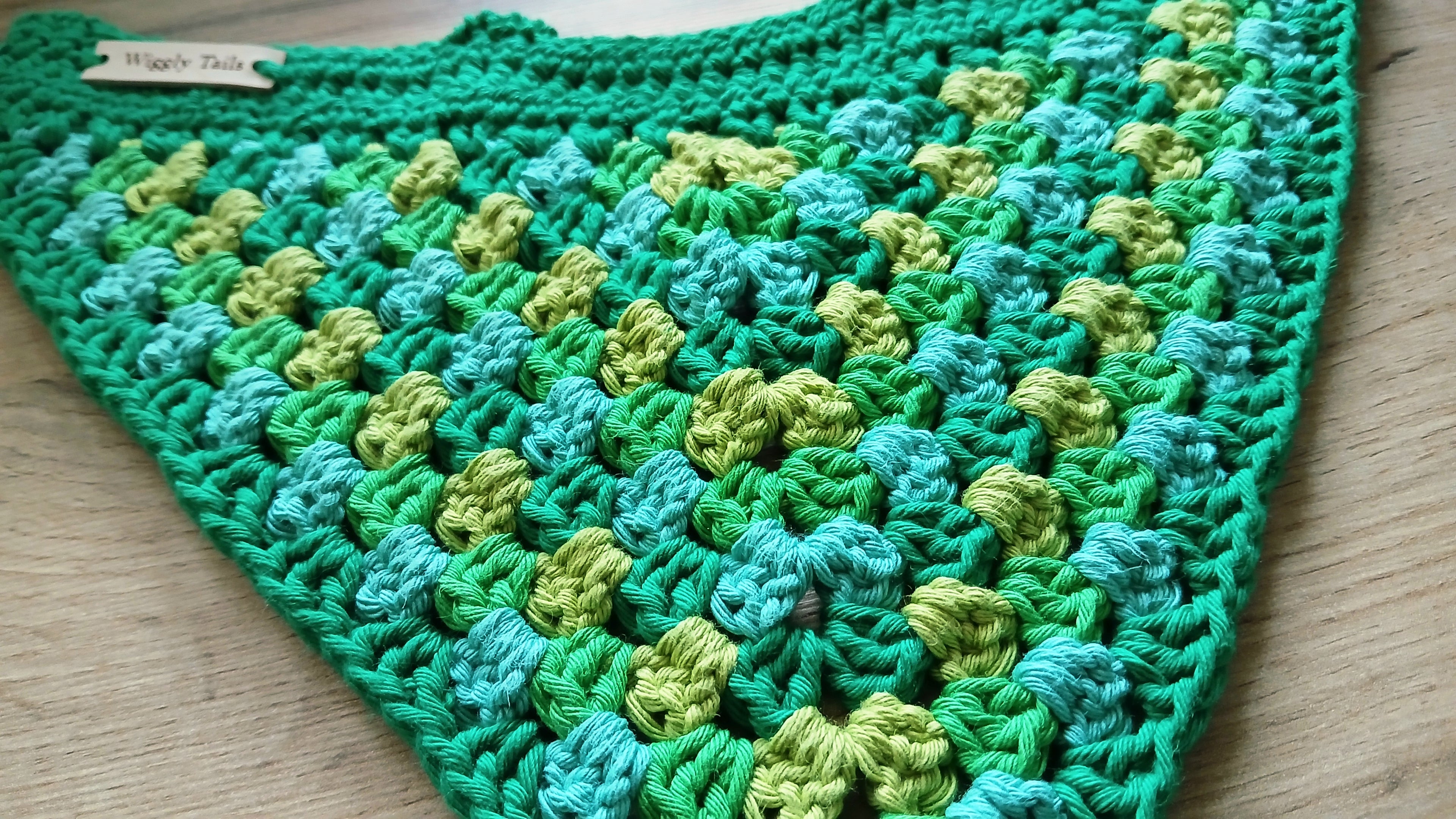 Green crochet slip on dog bandana