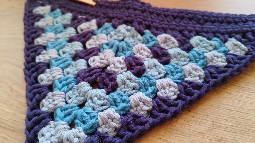 Crochet dog bandana for small dogs in blue