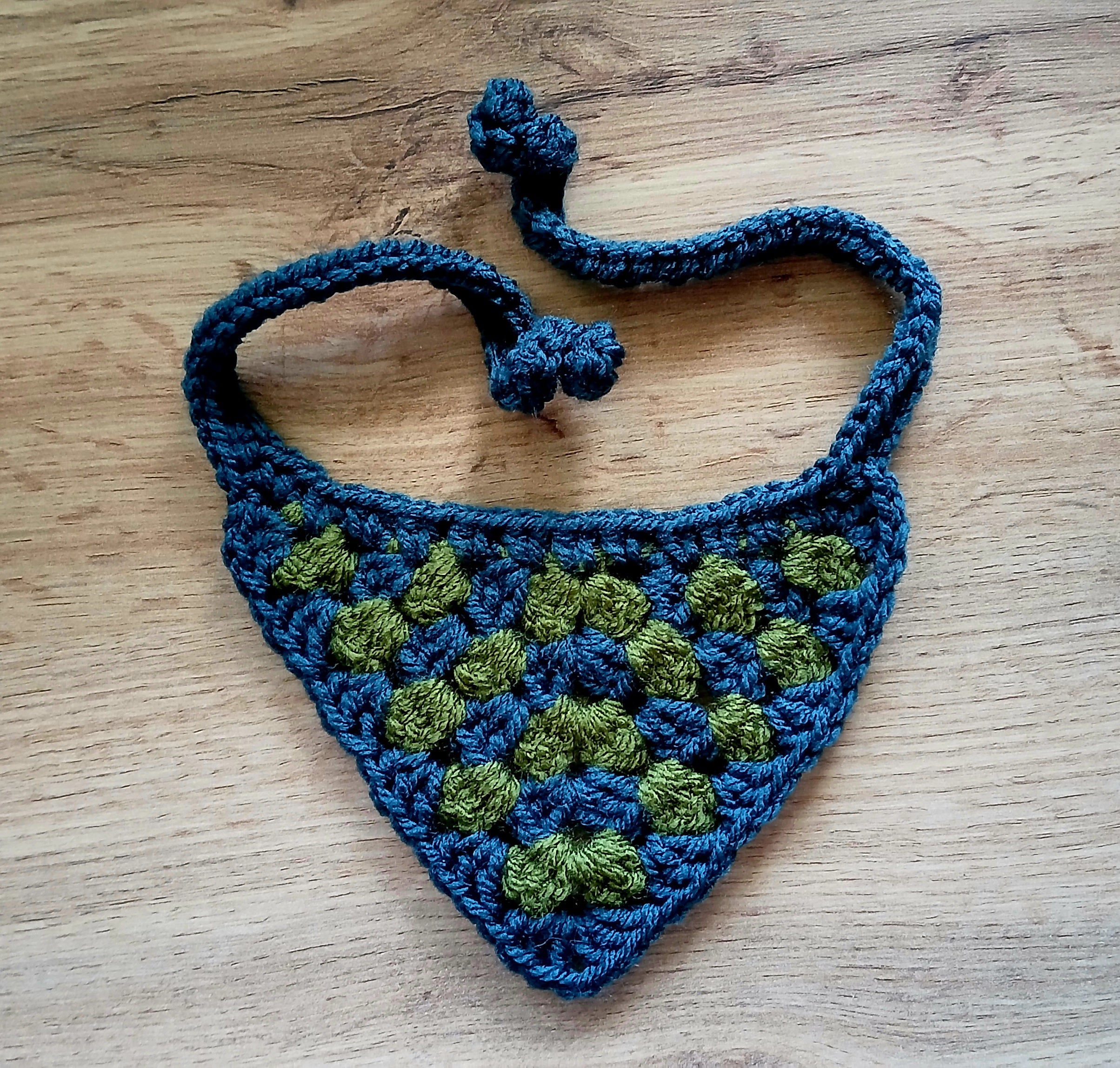 A green bandana for a small dog