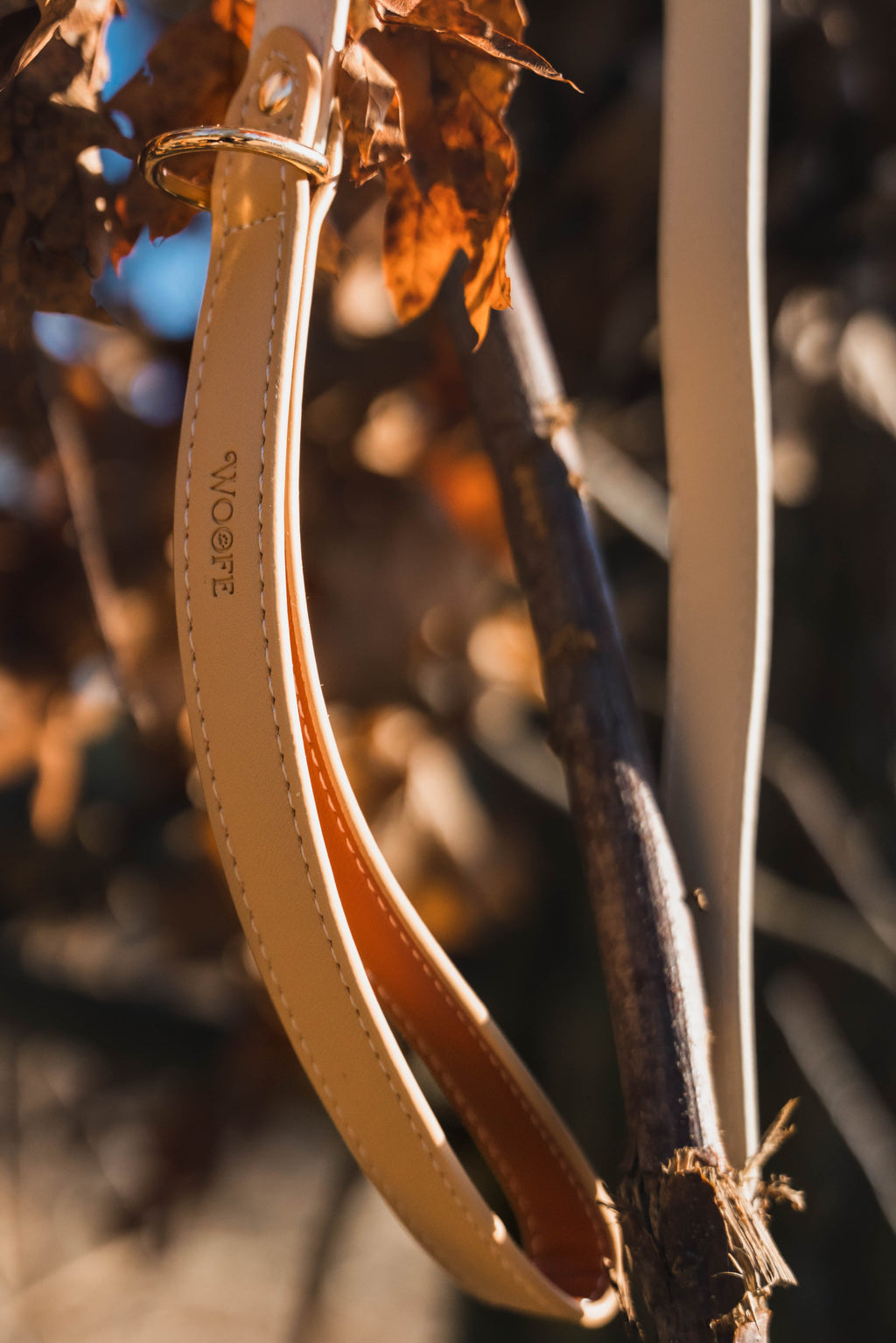 Beige veganistische leren riem