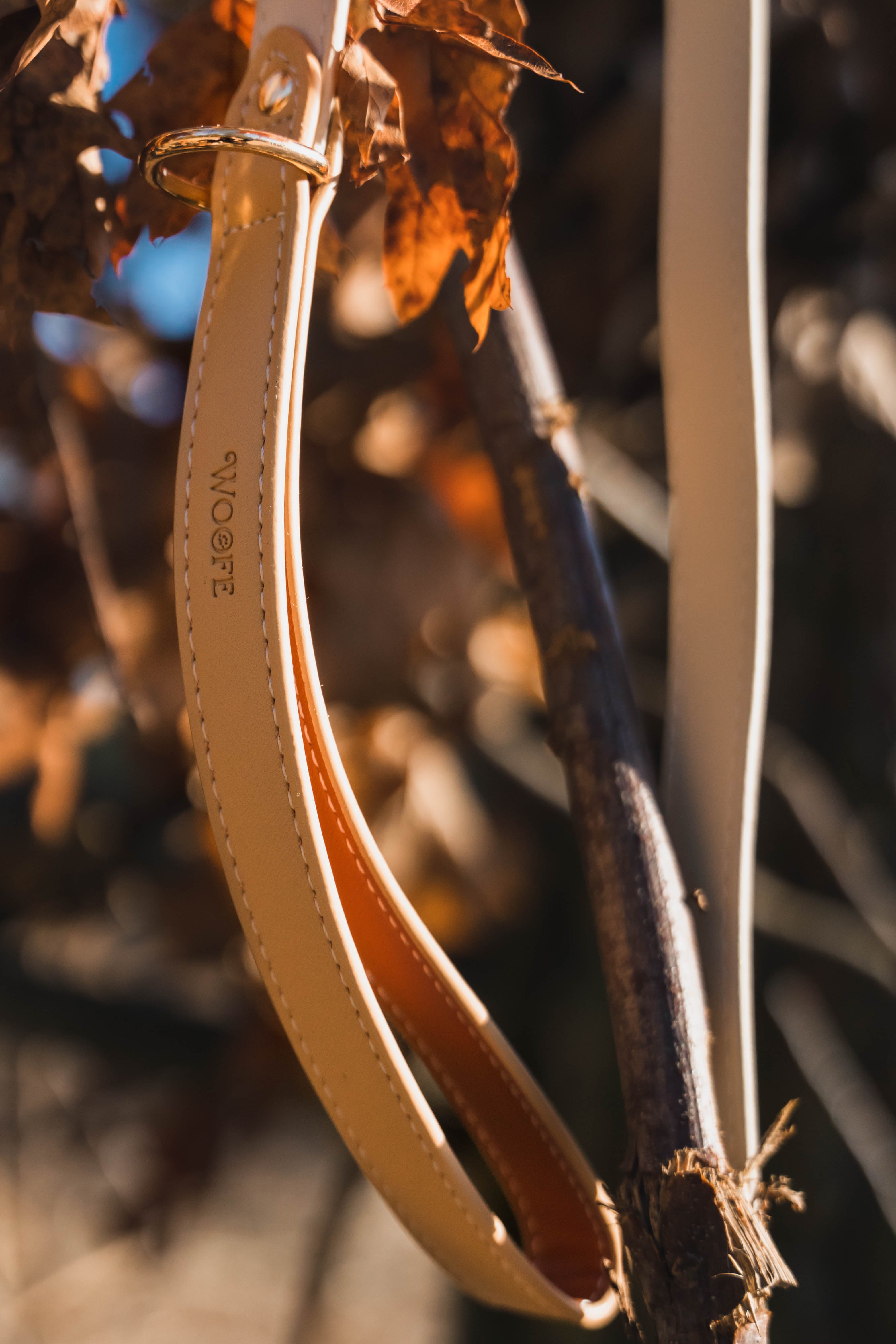 Beige veganistische leren riem