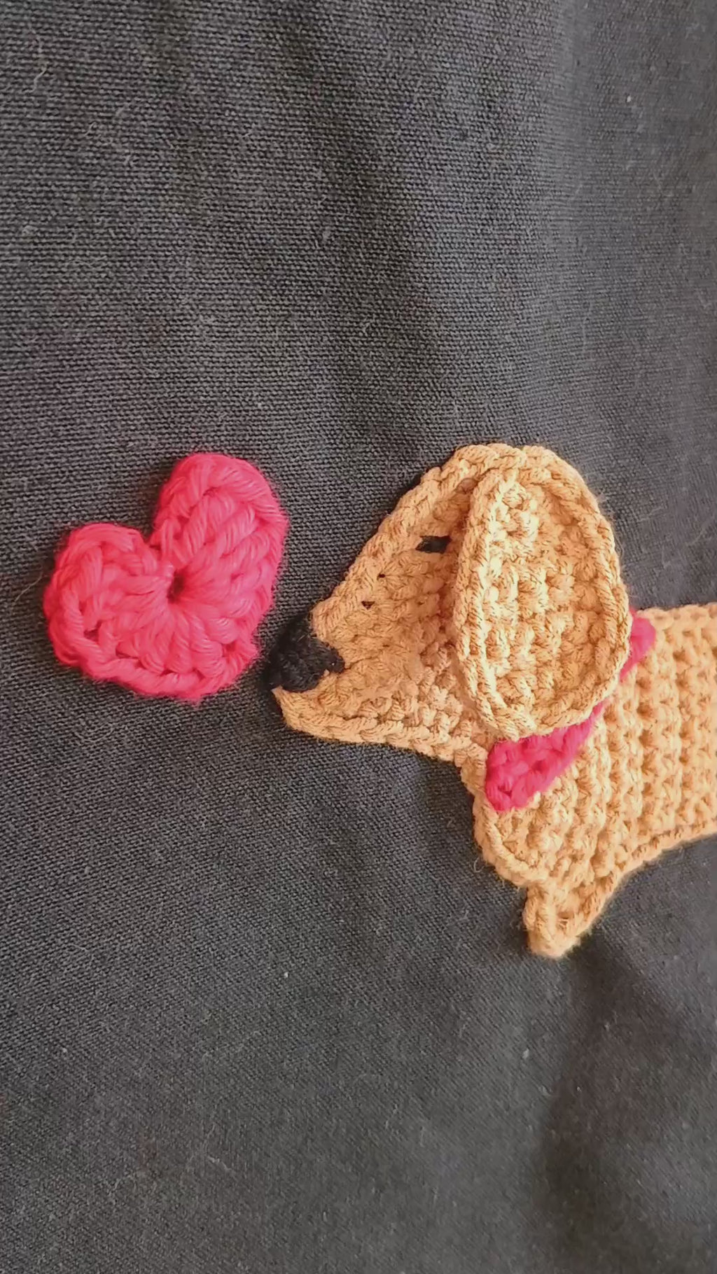 Dachshund Love Tote Bag, One of a Kind Shopping Bag, Cotton Canvas Reusable Market Bag - Light Brown Sausage Dog