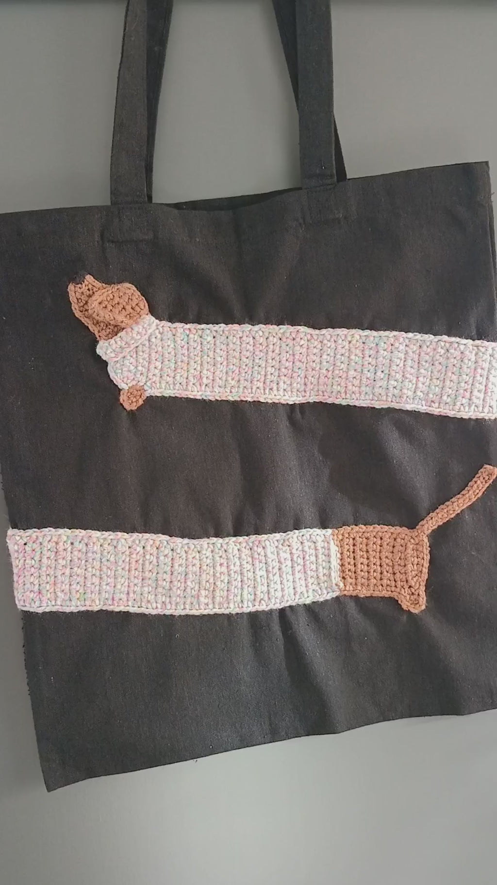 Dachshund Tote Bag, Shopping Bag With a Sausage Dog, Handcrafted Cotton Canvas Market Bag