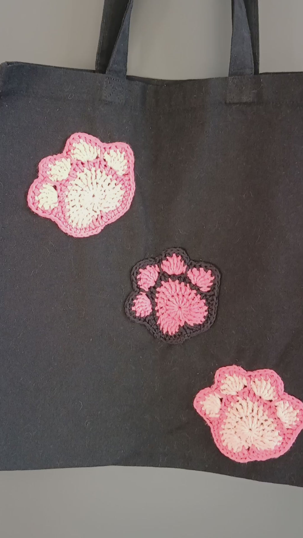 Pink Dog Paw Prints Tote Bag, One of a Kind Shopping Bag, Cotton Canvas Reusable Market Bag