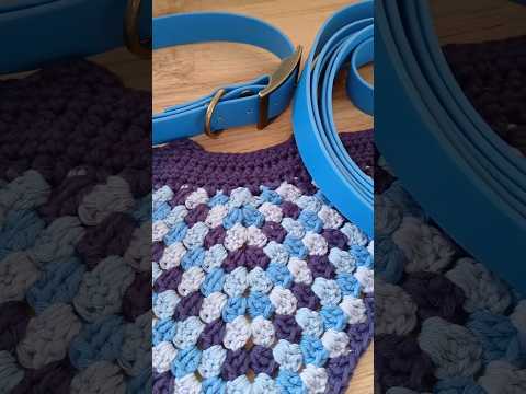 Blue Biothane Dog Collar and Leash Set With Crochet Dog Bandana - Handcrafted Dog Walking Bundle