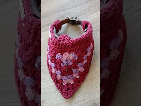 Grote frambozenrode hondenbandana, gehaakte hondensjaal, katoenen bandana om over de halsband te schuiven