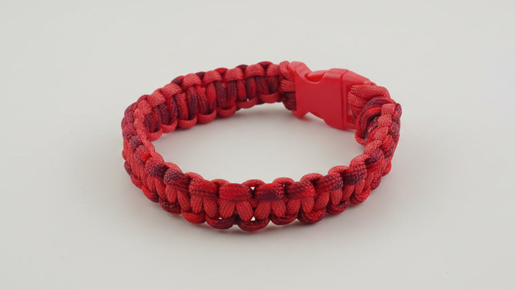 Red paracord dog collar with a red clasp 