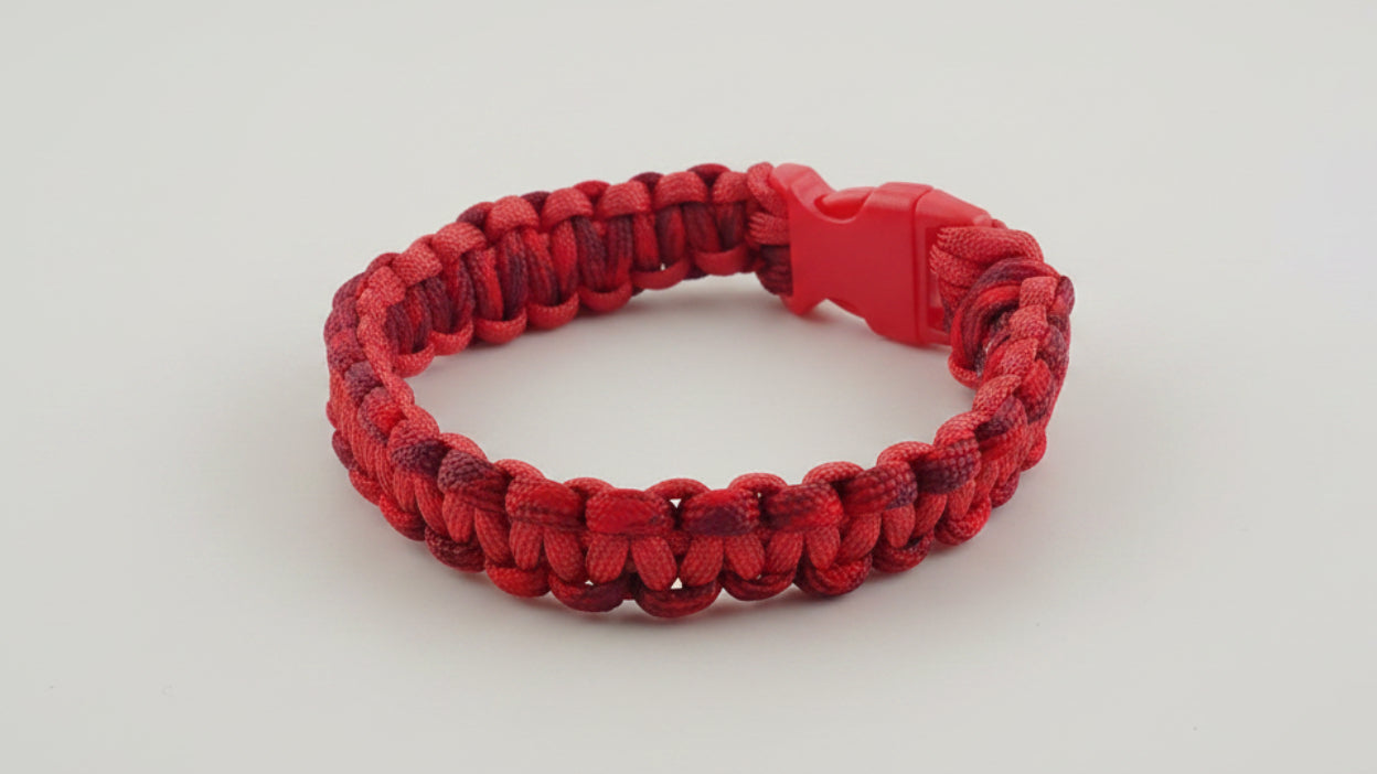 Red paracord dog collar with a red clasp 