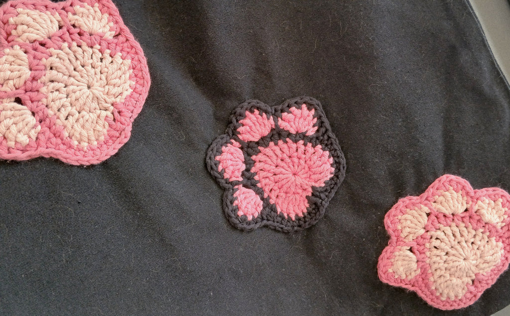 Pink Dog Paw Prints Tote Bag, One of a Kind Shopping Bag, Cotton Canvas Reusable Market Bag