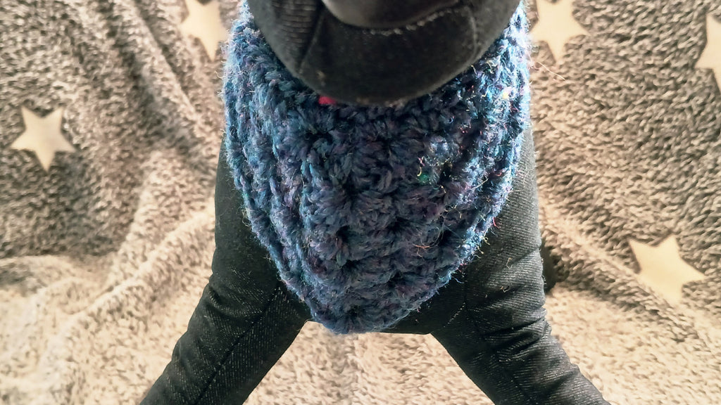Dark Blue Crochet Dog Bandana - Size XS-XL