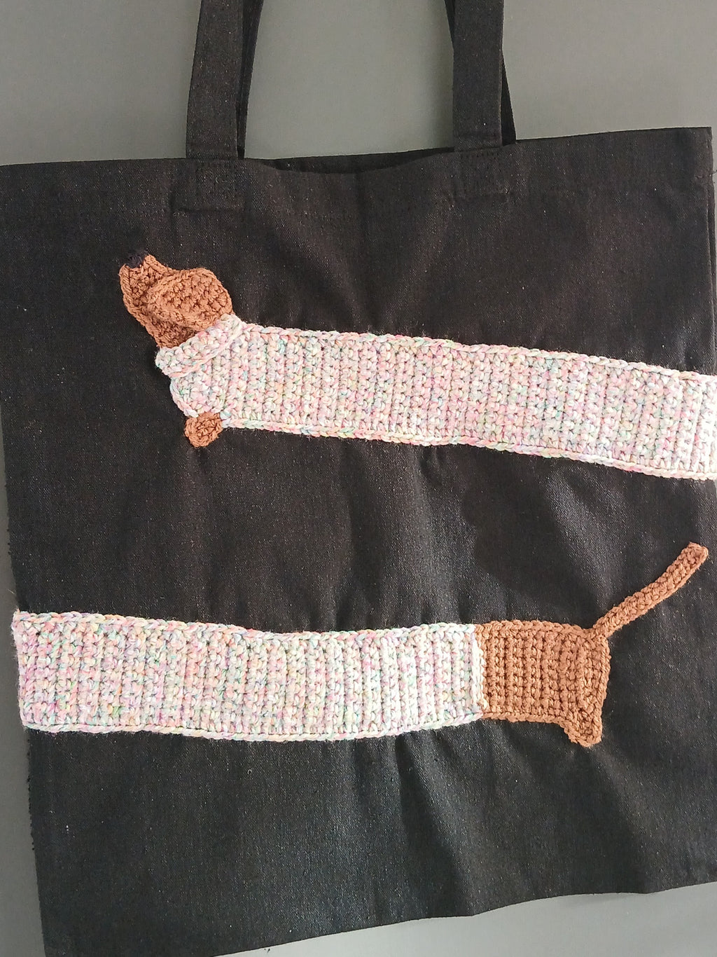 Dachshund Tote Bag, Shopping Bag With a Sausage Dog, Handcrafted Cotton Canvas Market Bag