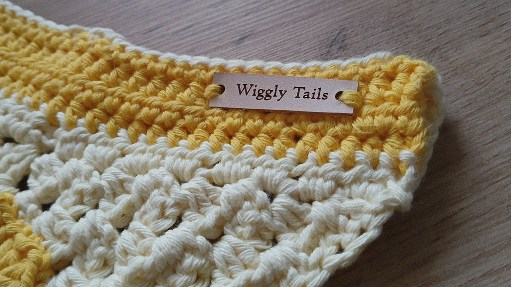 Kleine hondenbandana, gehaakte hondensjaal, om over de halsband te schuiven, 100% katoenen bandana - Zonnebloem