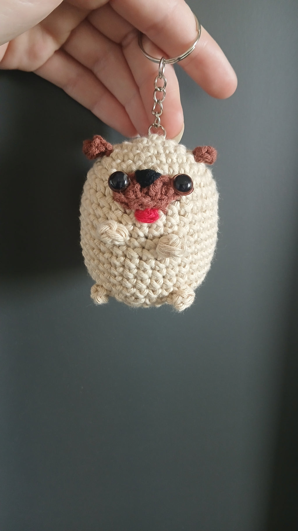 Crochet Potato Pug Keychain
