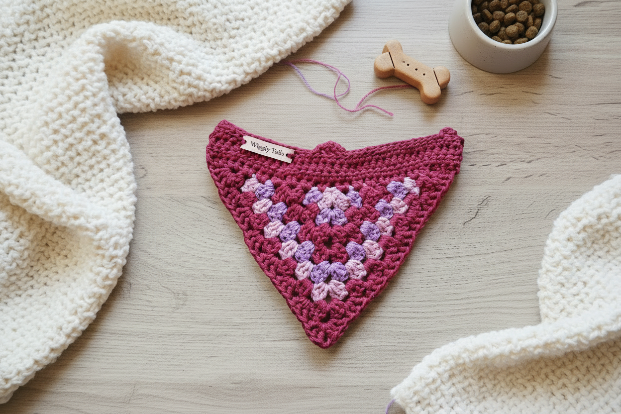 Kleine hondenbandana in framboos, lavendel en roze - katoenen bandana die over de halsband geschoven kan worden