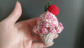 Crochet Strawberry Ice Cream Cone Keychain