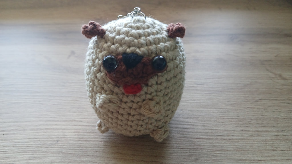 Crochet Potato Pug Keychain