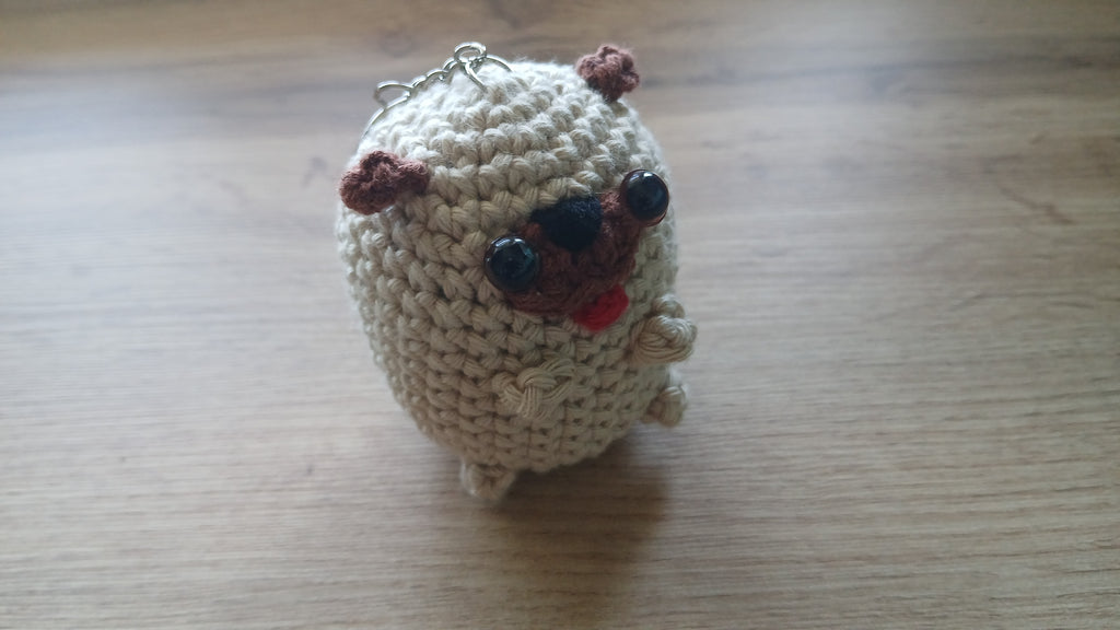 Crochet Potato Pug Keychain