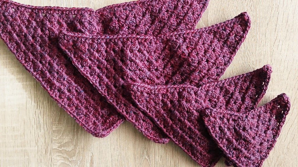 Burgundy Crochet Dog Bandana - Size XS-XL