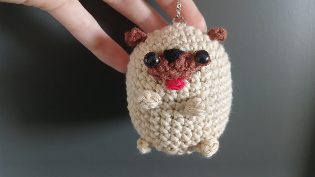 Crochet Potato Pug Keychain