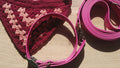 Roze Biothane Hondenhalsband en Riem Set Met Gehaakte Hondenbandana - Hondenuitlaatbundel