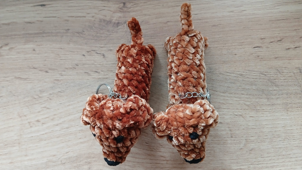 Pluche teckel sleutelhanger, teckel hanger