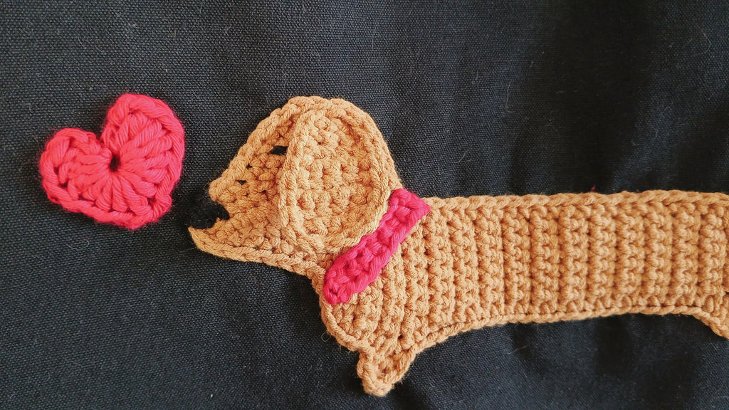 Dachshund Love Tote Bag, One of a Kind Shopping Bag, Cotton Canvas Reusable Market Bag - Light Brown Sausage Dog