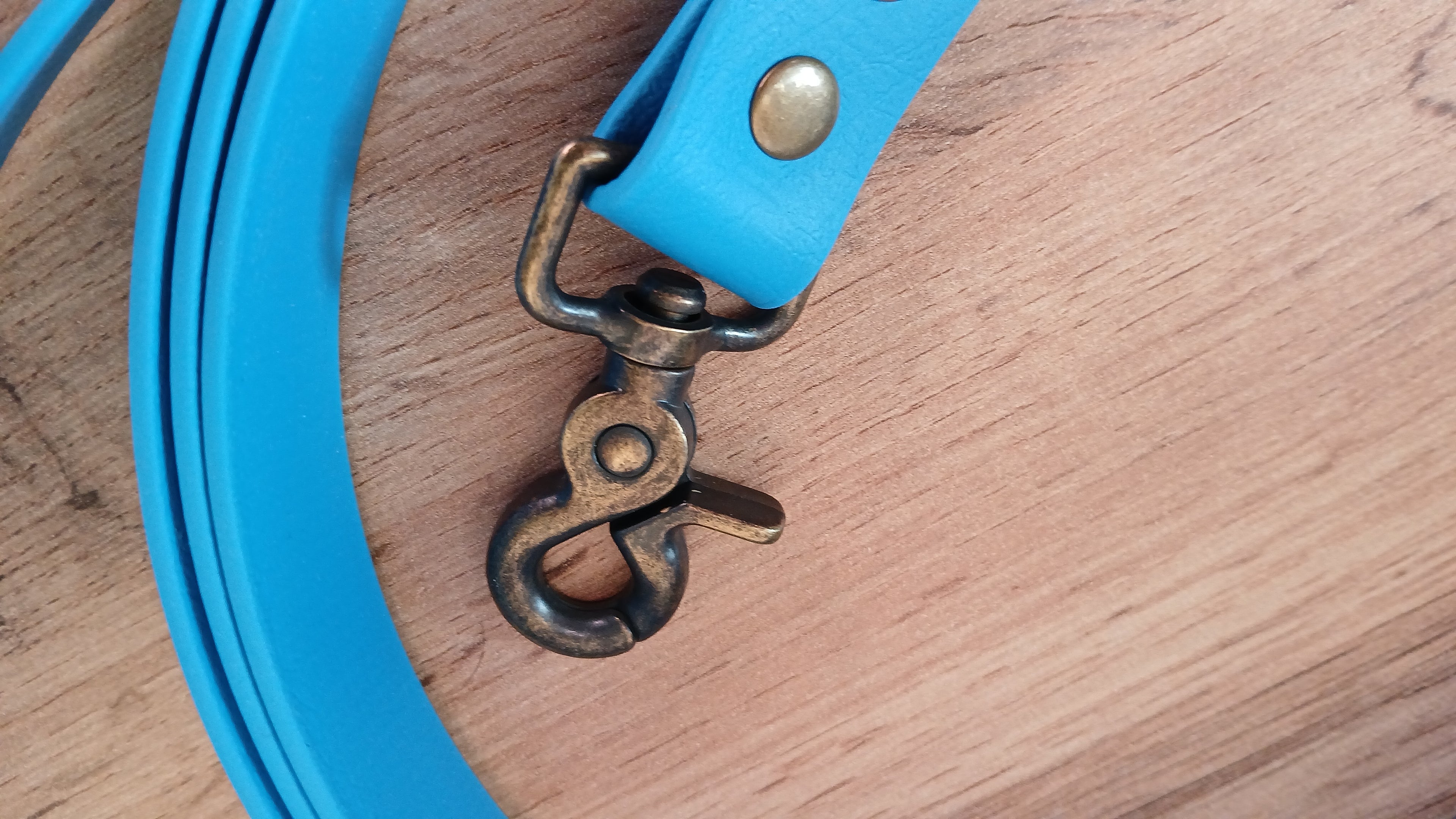 Blue Biothane Dog Collar and Leash Set With Crochet Dog Bandana - Handcrafted Dog Walking Bundle