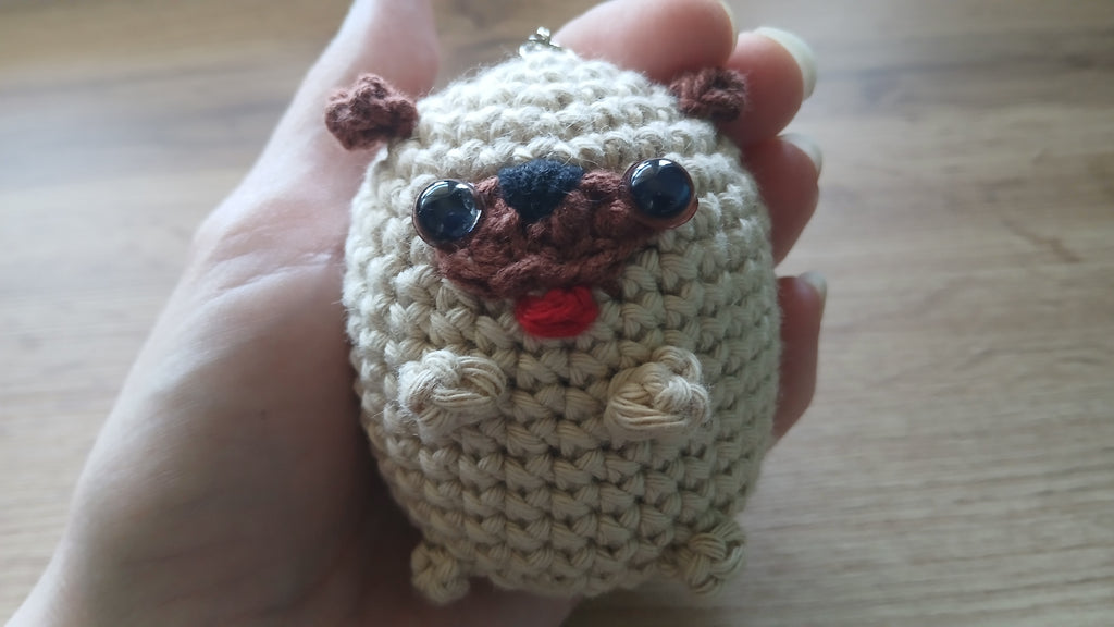 Crochet Potato Pug Keychain
