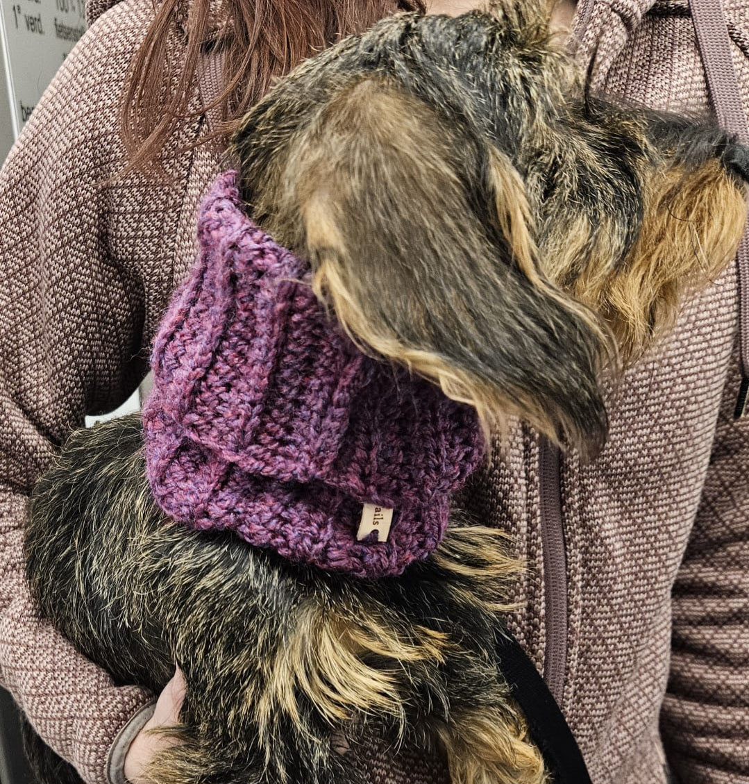 Purple Dog Snood, Crochet Dog Scarf, Handmade Pet Neck Warmer