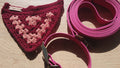 Pink Biothane Dog Collar and Leash Set With Crochet Dog Bandana - Dog Walking Bundle