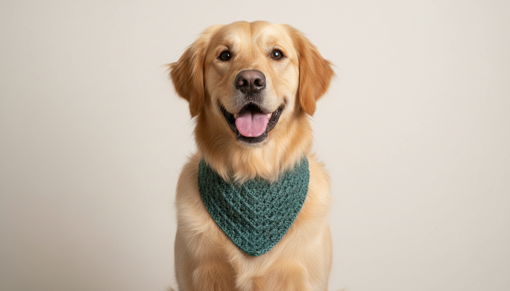 Dark Green Crochet Dog Bandana - Size XS-XL