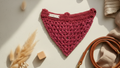 Small Red Dog Bandana, Crochet Dog Scarf, Slip Over The Collar Cotton Bandana