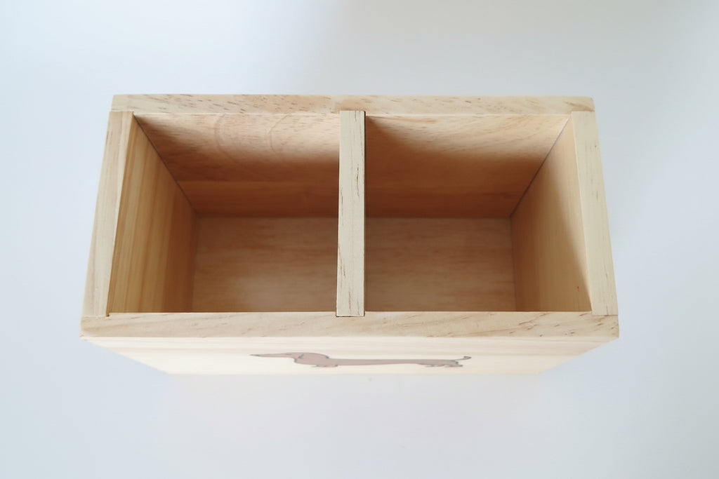 Bureau-organizer in de vorm van een teckel – Handgemaakte houten opbergdoos