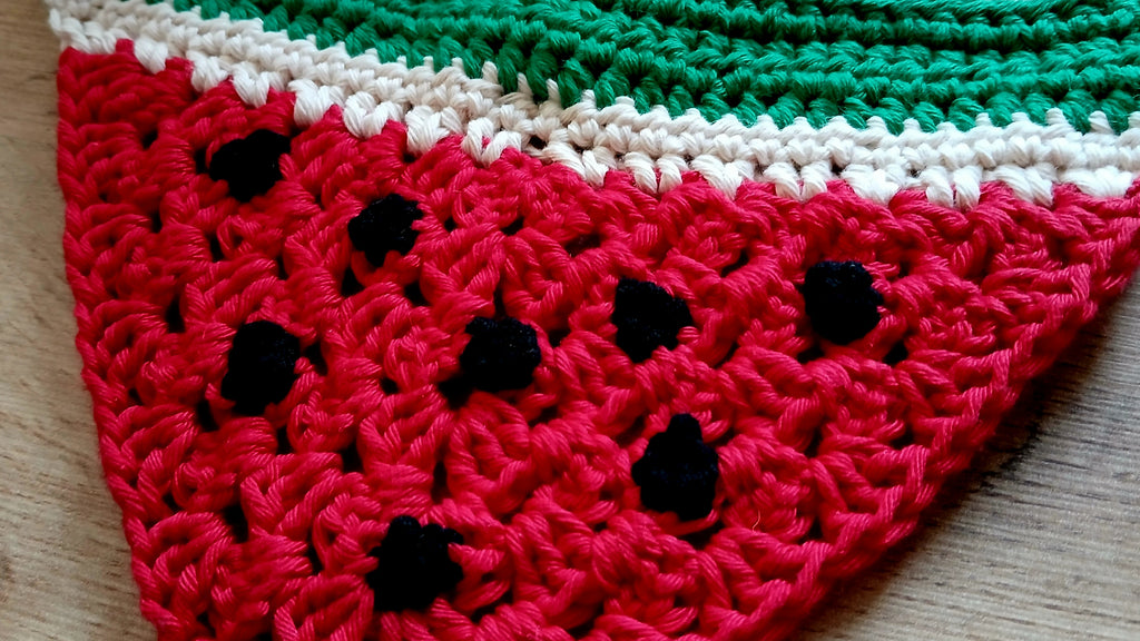 Hondenbandana met watermeloenprint, gehaakte hondensjaal, katoenen bandana om over de halsband te schuiven - maat S